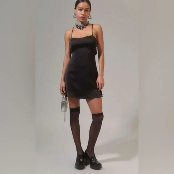 Urban Outfitters | Dresses | Urban Outfitters Black Mini Slip Dress With  Back Bow Size M | Poshmark